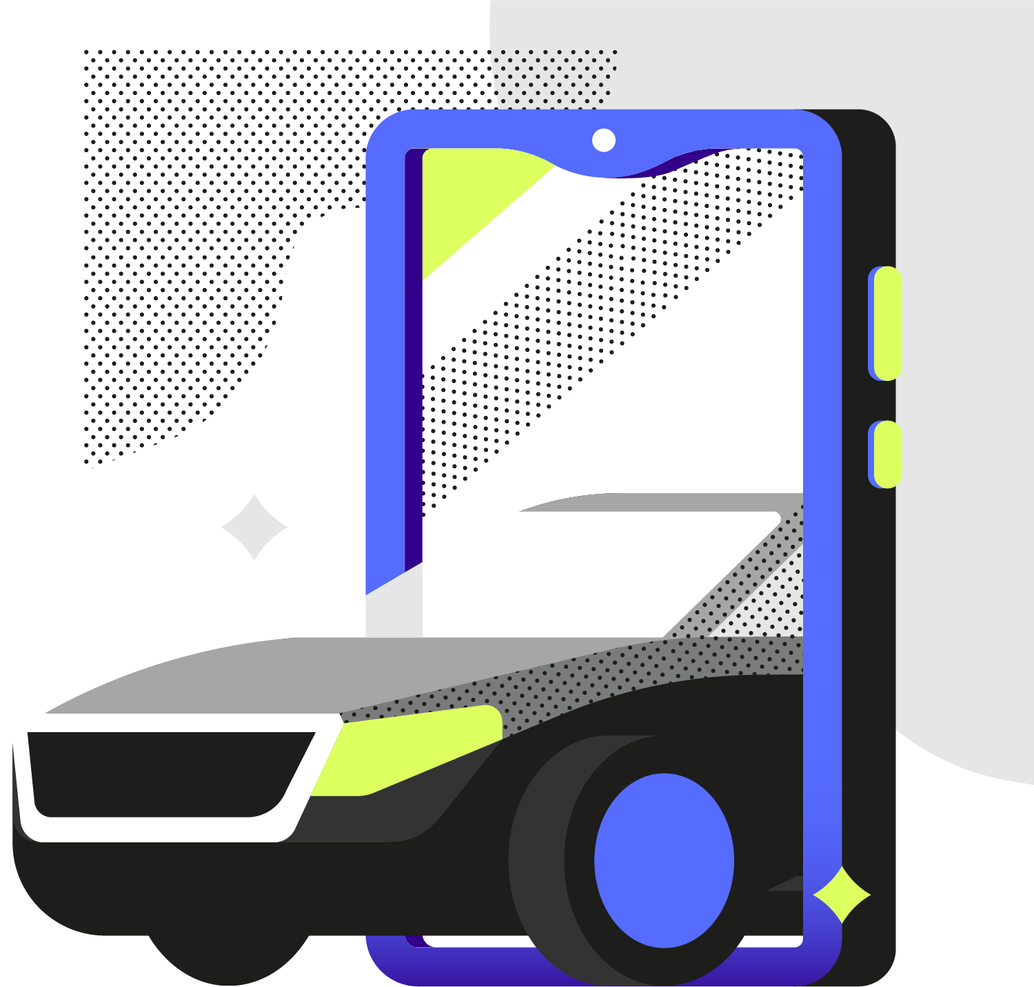 Illustration of a vehicle and a mobile phone
