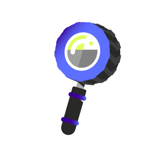 Magnifying Glass and Car Tire Graphic