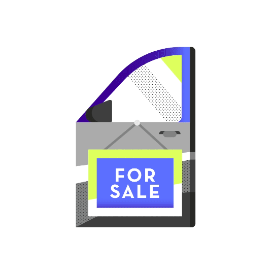 Car Door and For Sale Sign Graphic